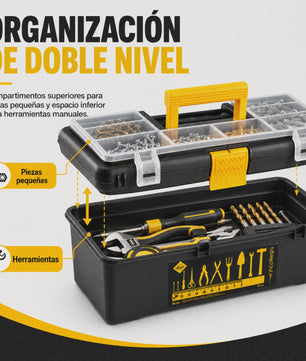 Draagbare Gereedschapskist 22x8x15cm met Organizer, Veiligheidssluitingen en Handvat