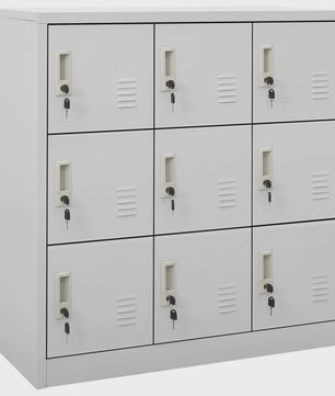 Grijze Lockerkast met Sleutelslot - 9 Vakken - Staal - 90x45x92.5 cm