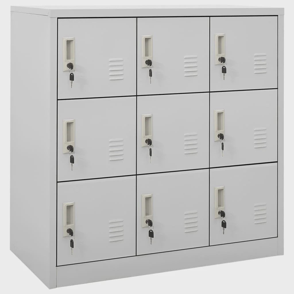 Grijze Lockerkast met Sleutelslot - 9 Vakken - Staal - 90x45x92.5 cm