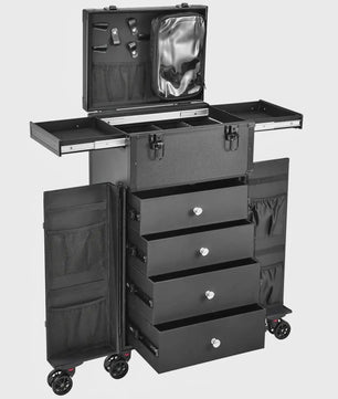 Professionele Make-up Trolley Koffer op Wielen - Mobiel Barber Station met Lades en Slot