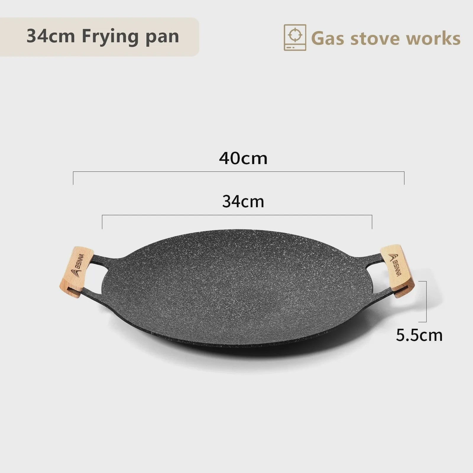 BISINNA 34cm Grill Pan - Anti-aanbak BBQ Pan voor Buiten & Keuken