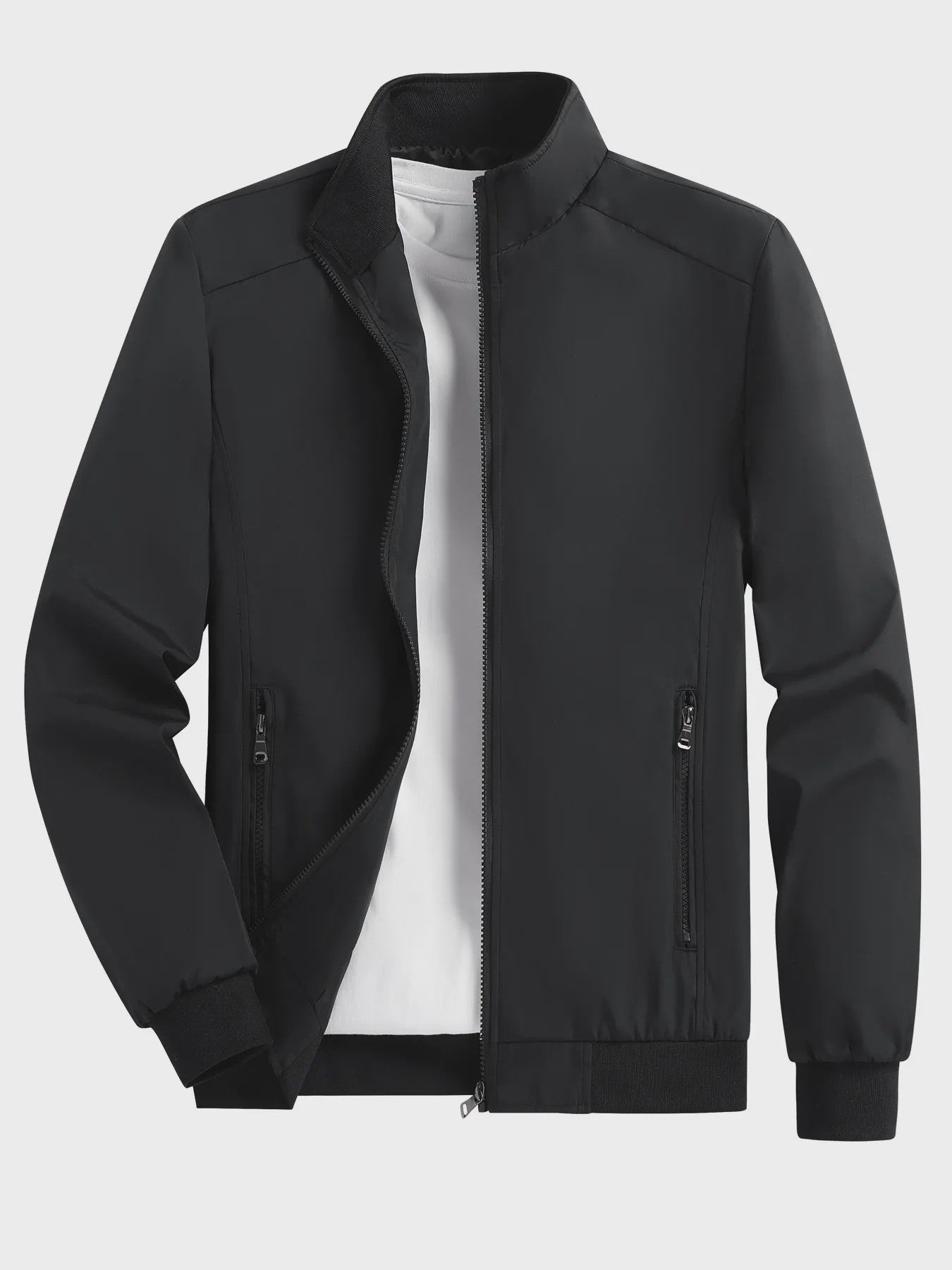 Heren Casual Bomberjack Lente/Herfst - Dunne, Effen Kleur Jas met Opstaande Kraag