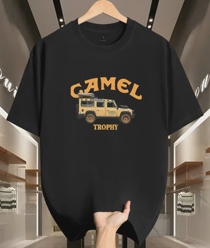 Heren Retro T-shirt met Camel & Sahara Woestijnprint - Zomer Casual Top