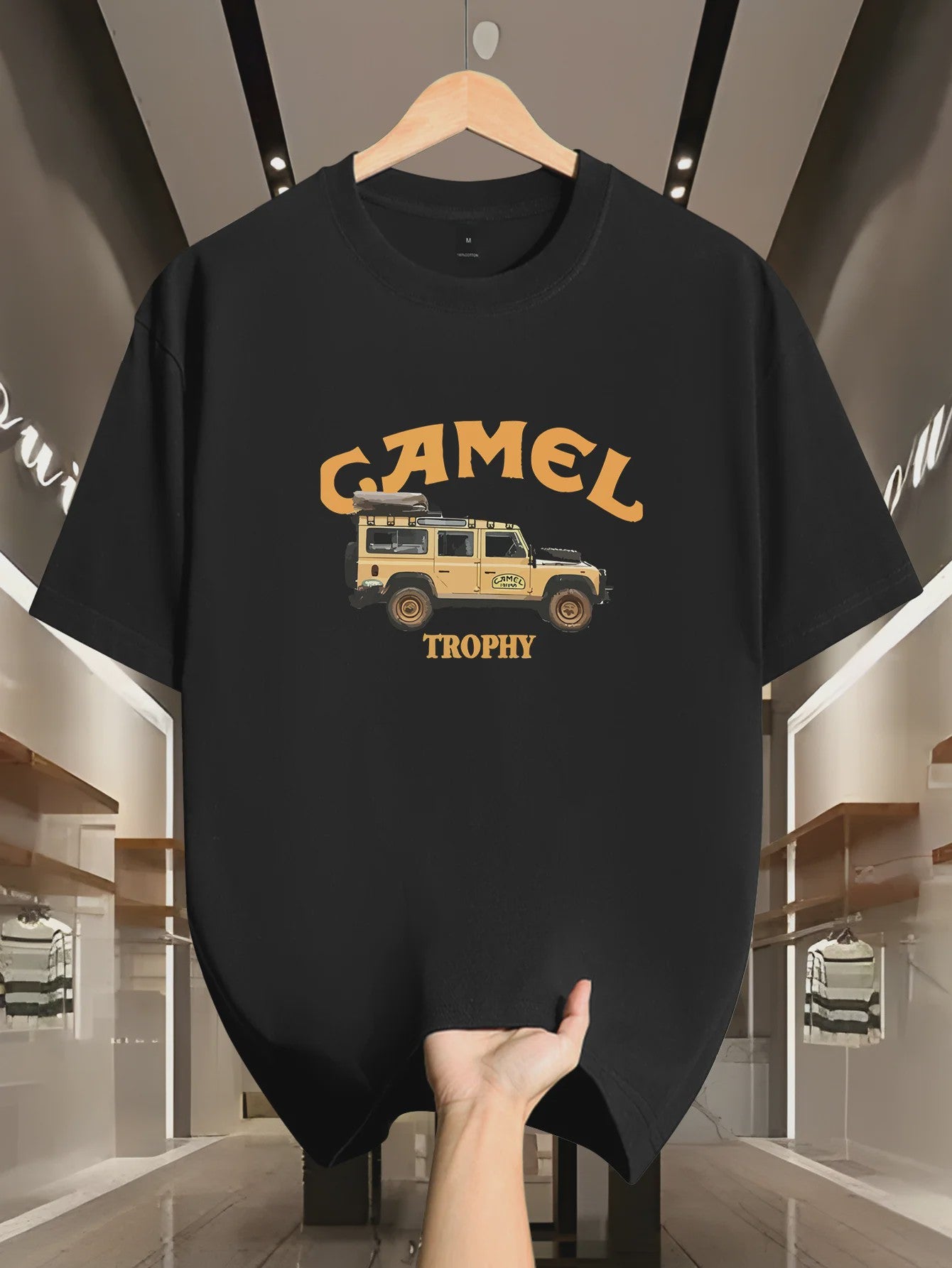 Heren Retro T-shirt met Camel & Sahara Woestijnprint - Zomer Casual Top