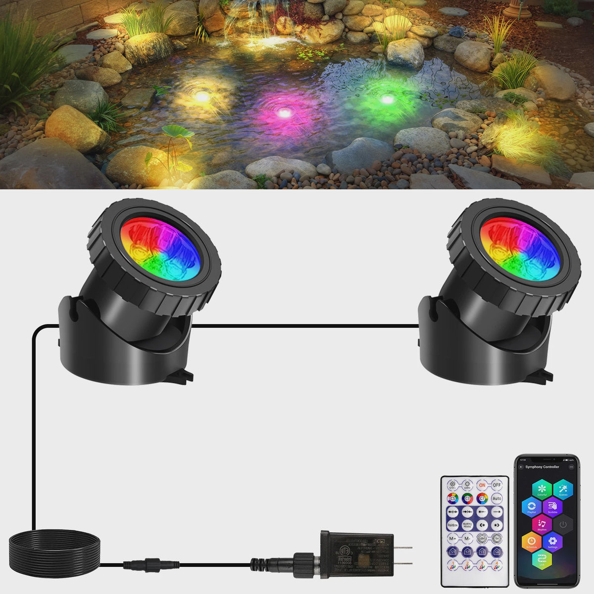 Waterdichte RGB LED Spot Verlichting voor Vijver & Fontein - App & Afstandsbediening