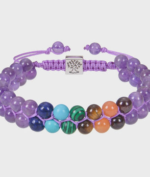 7 Chakra Dubbellaags Edelsteen Armband - Yoga, Meditatie & Helende Kristallen