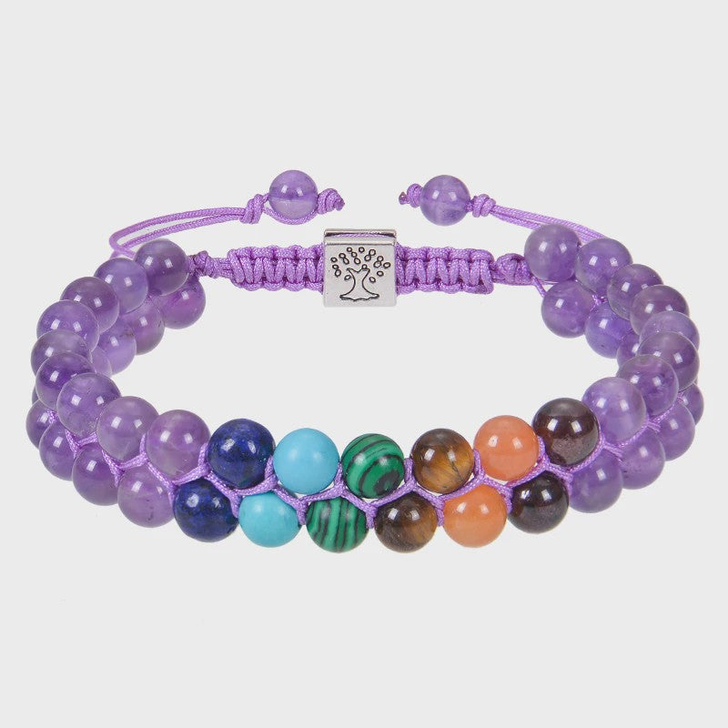 7 Chakra Dubbellaags Edelsteen Armband - Yoga, Meditatie & Helende Kristallen