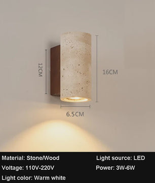 Travertin Wandlamp Cilinder - Sfeervolle Up/Down Light voor Slaapkamer & Woonkamer