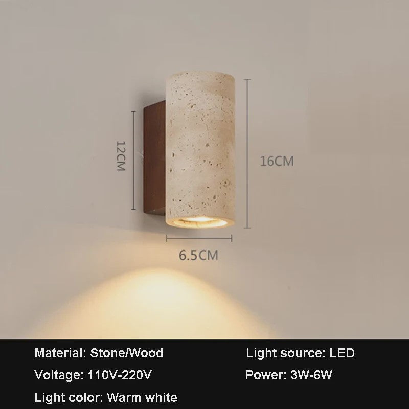 Travertin Wandlamp Cilinder - Sfeervolle Up/Down Light voor Slaapkamer & Woonkamer