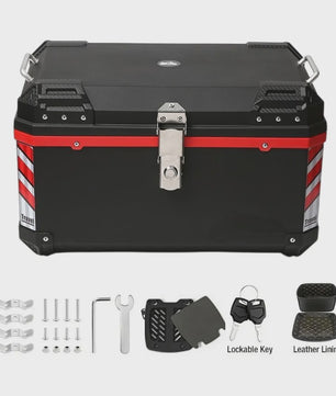 Motorbagagekoffer 68L Zwart met Interieur, Reflectoren & Montagebasis - Outdoor Ritten