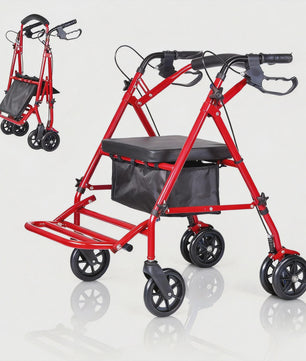 2-in-1 Rollator en Transportstoel voor Senioren - Opvouwbaar Aluminium Mobiliteitshulpmiddel