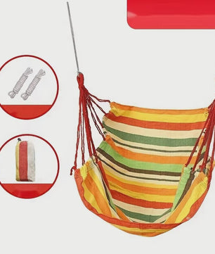 Gestreepte Canvas Hangmat Stoel - Draagbaar en Comfortabel voor Buiten