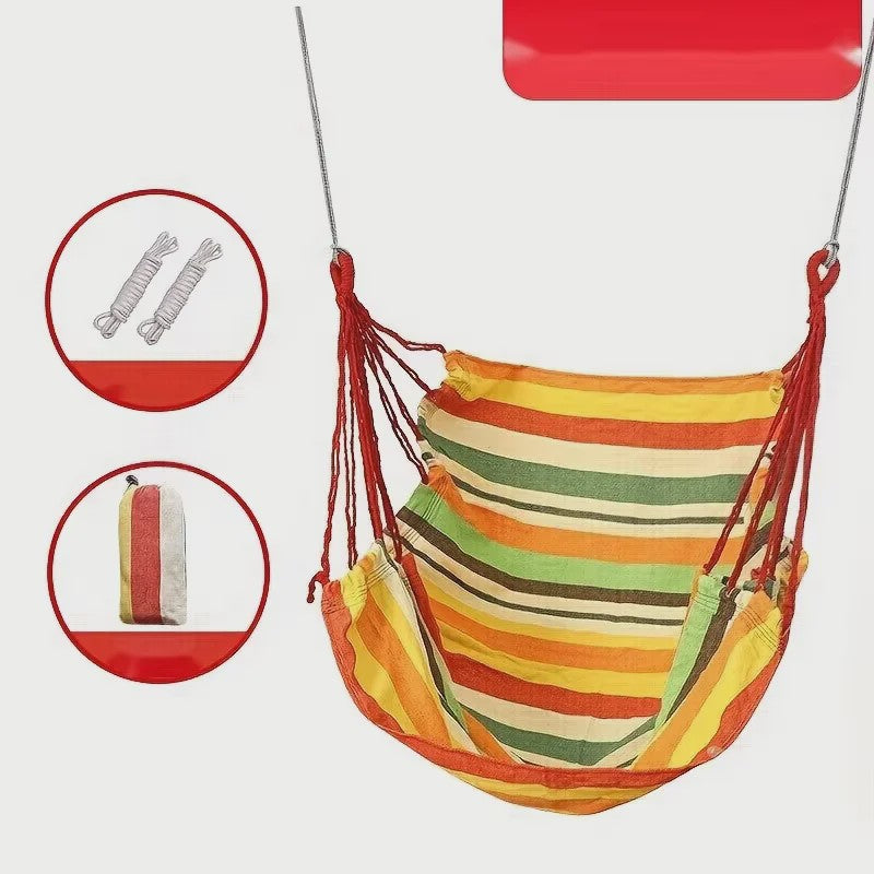 Gestreepte Canvas Hangmat Stoel - Draagbaar en Comfortabel voor Buiten
