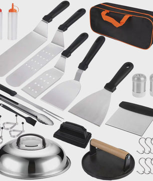 Complete BBQ Grill Accessoires Set met Burger Press & Spatels - 25 Delig