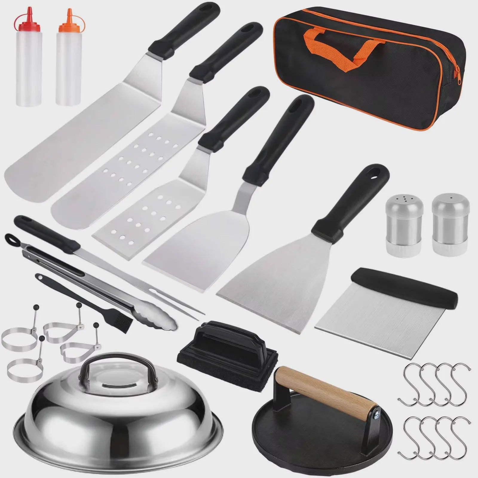 Complete BBQ Grill Accessoires Set met Burger Press & Spatels - 25 Delig