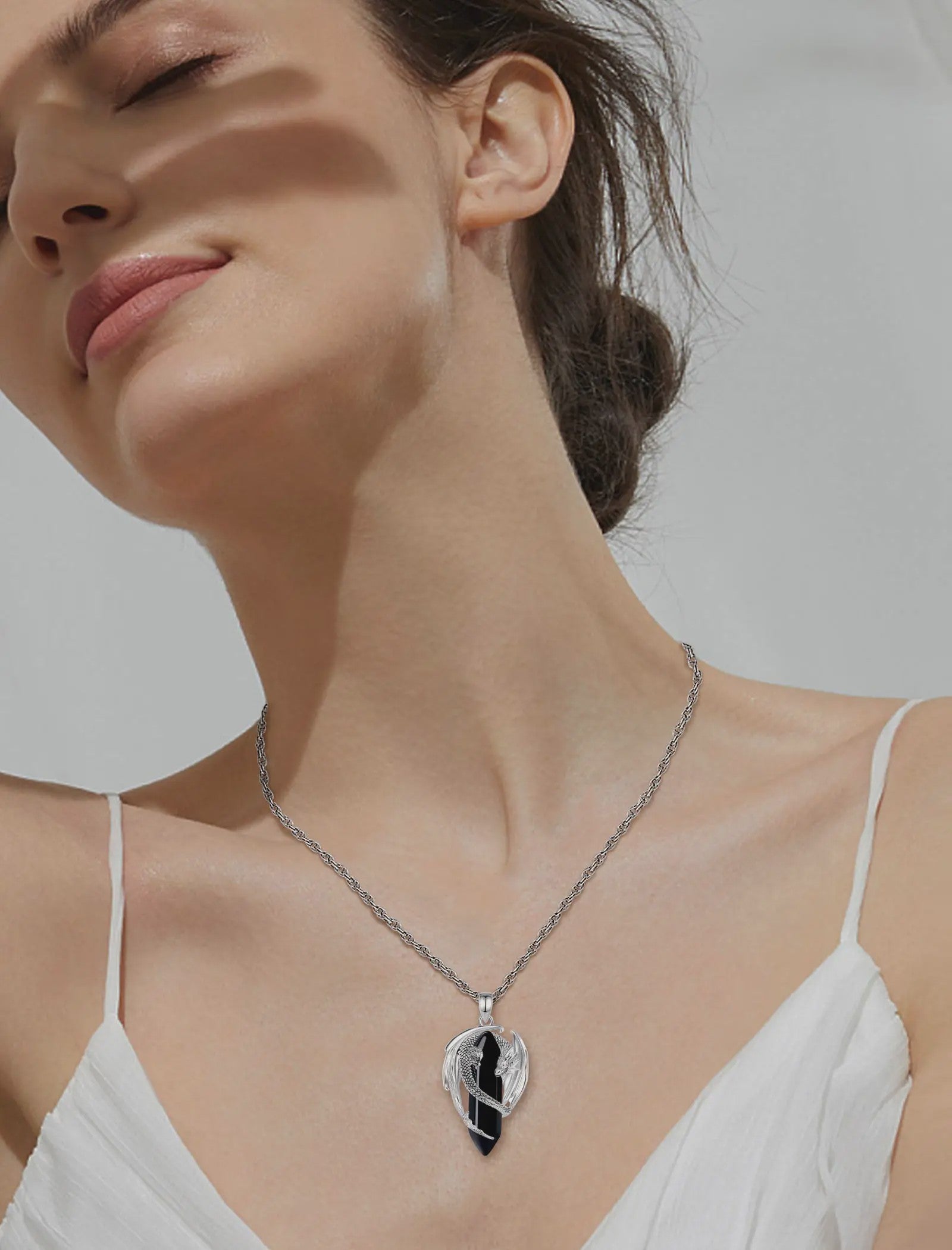 Obsidiaan Draak Ketting - Vintage Kristal Hanger met Spirituele Kracht voor Mannen en Vrouwen