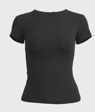 Dames Slim Fit Gebreid T-shirt met Ronde Hals - Korte Mouwen