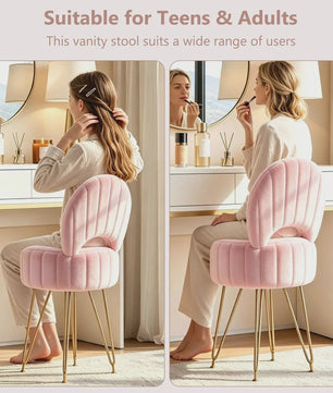 Luxe Fauteuil met Opbergruimte en Pluche Bekleding - Kaptafel Stoel