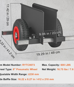 Paneel Dolly met Pneumatische Wielen - 272 kg Draagvermogen