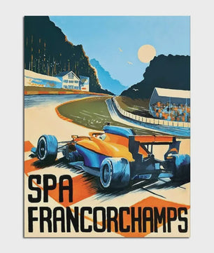Retro F1 Formule 1 Raceauto Posters - Neon City Canvas Muurkunst