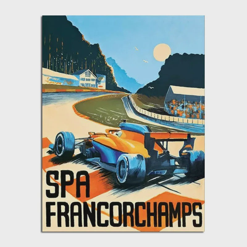 Retro F1 Formule 1 Raceauto Posters - Neon City Canvas Muurkunst