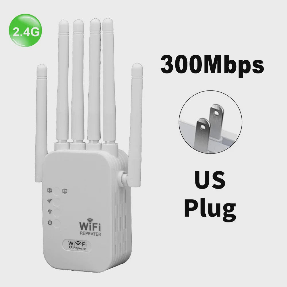 1200Mbps Dual-Band WiFi Repeater Extender - 5G/2.4G Signaal Booster met 6 Antennes
