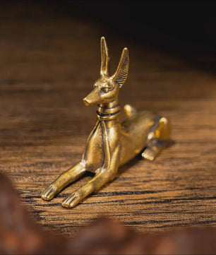 Vintage Messing Beeldje Egyptische Farao Hond - Decoratief Kunstobject voor Huis, Kantoor of Boekenplank