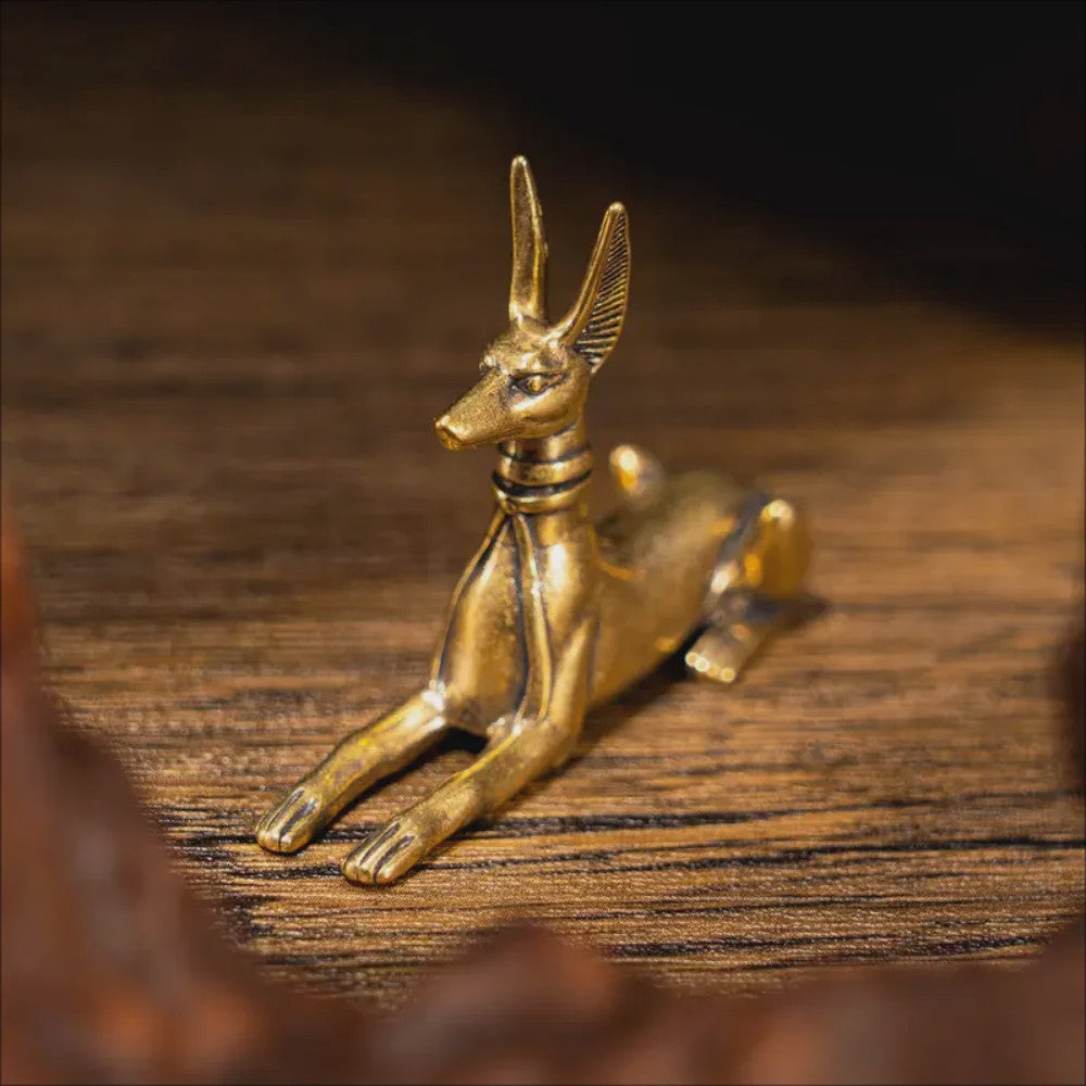 Vintage Messing Beeldje Egyptische Farao Hond - Decoratief Kunstobject voor Huis, Kantoor of Boekenplank