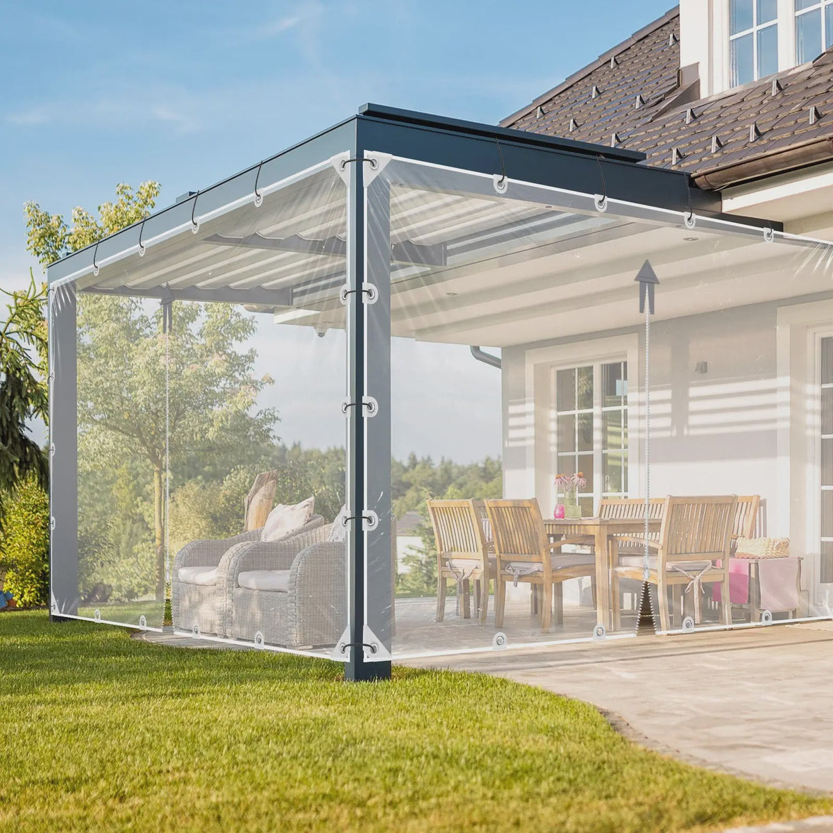 Waterdicht Transparant PVC Zeildoek met Ritssluiting en Verstevigde Oogjes - Ideaal voor Tuin en Garage