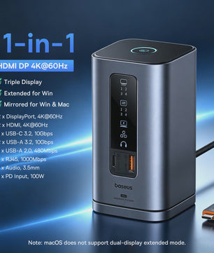 Baseus 15-in-1 USB-C Docking Station met 160W PD & 25W Draadloze Charger