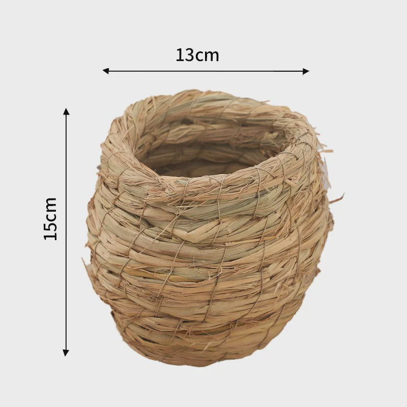 Handgeweven Stro Vogel Nest - Natuurlijk Huisje voor Vogels, Kwartels & Parkieten