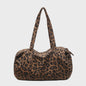 Ruime Canvas Schoudertas met Luipaardprint - Stijlvolle Tote Bag voor Dames