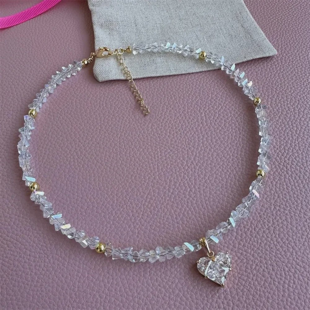 Vintage Zirkonia Hart Hanger Ketting - Boho Stijl Kristal Ketting