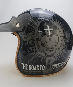 Handgeschilderd Open Face Motorhelm met Vizier - Lichtgewicht ABS & 3C Gecertificeerd