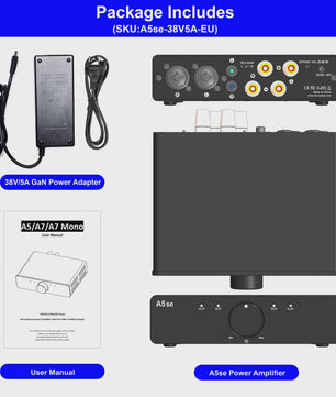 ALSOZONE A5se Desktop HiFi Versterker - 140W x 2 Krachtige Class D Audio Versterker met XLR/TRS & RCA Ingangen