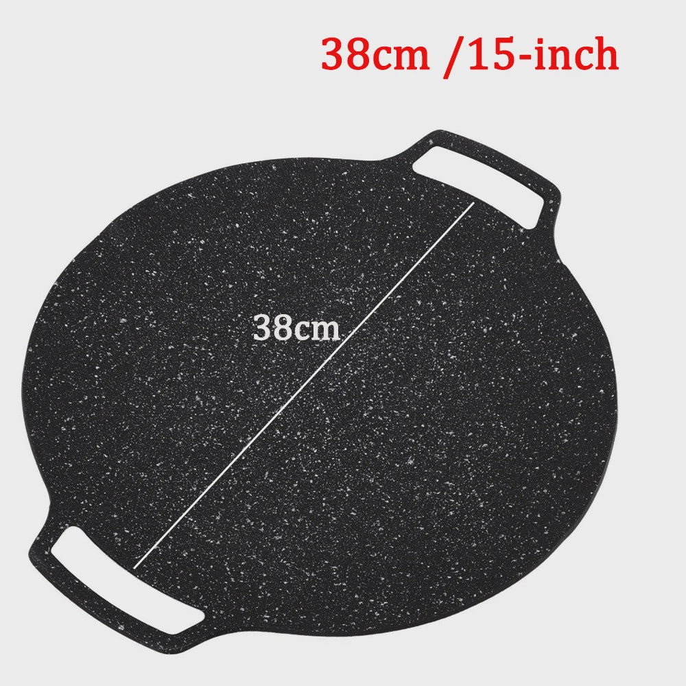 KOSUN Grillpan Rond Non-stick Maifan Steen - Indoor/Outdoor BBQ, Gas & Inductie