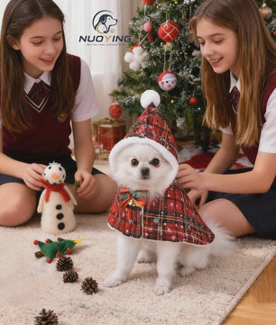Feestelijke Kerst Cape voor Hond en Kat met Strik en Belletje