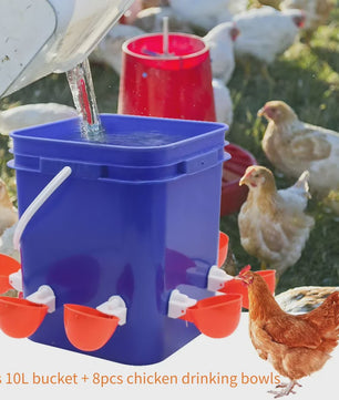 Automatische Kippen Drinkbak 10L met 8 Voerbakjes - Zelfvullend