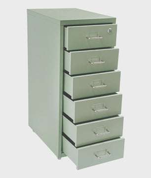 Stalen Archiefkast met Wielen en Slot - 5 Lades - 28x41x69cm