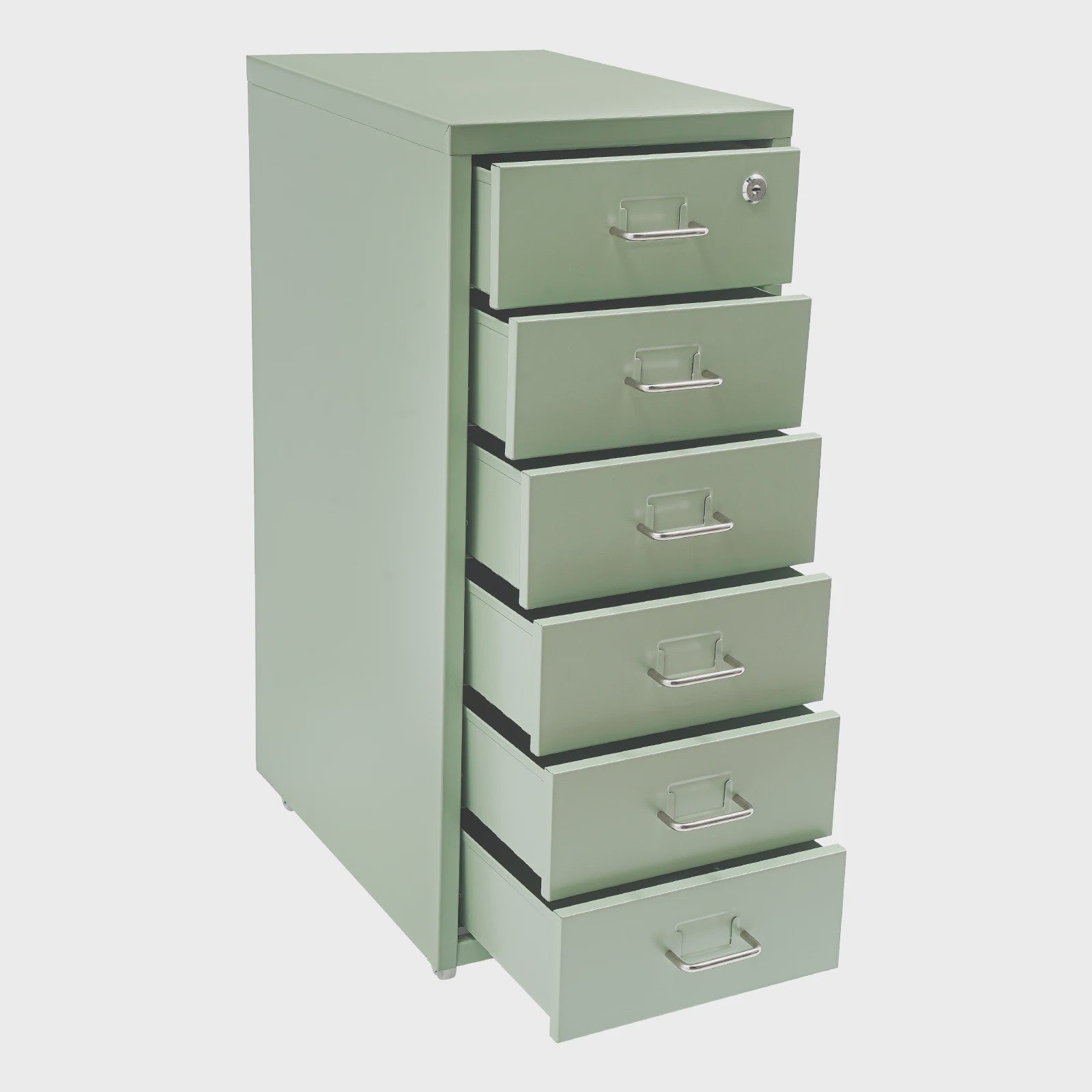 Stalen Archiefkast met Wielen en Slot - 5 Lades - 28x41x69cm