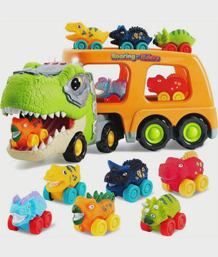 Dinosaurussen Vrachtwagen met 6 Mini Auto's - Licht & Geluid - Speelgoed voor Kinderen