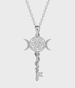 Zilverkleurige Ketting met Zirconia en Keltisch Patroon - Elegant Dames Sieraad