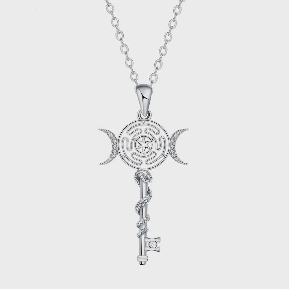 Zilverkleurige Ketting met Zirconia en Keltisch Patroon - Elegant Dames Sieraad