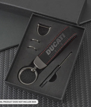 Luxe Suede Sleutelhangerhouder met Ducati Logo - Perfect Cadeau