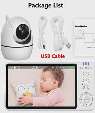 5 Inch Video Babyfoon met PTZ Camera, Nachtzicht, Temperatuursensor en Lullabies