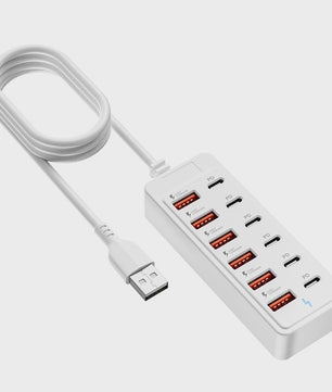 12-in-1 USB Laadstation met 6x USB-C PD en 6x USB-A | Snellader voor Desktop & Wand