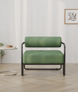 Moderne Corduroy Accent Chair met Zwart Metalen Frame - Stijlvolle Fauteuil voor de Woonkamer