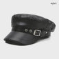 Klassieke Zwarte PU Lederen Baret met Vizier - Retro Stijl Pet voor Dames