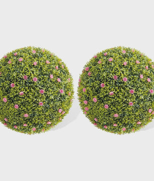 Kunst Buxusbollen met 11 Witte Bloesems - Decoratieve Tuin- en Huisdecoratie