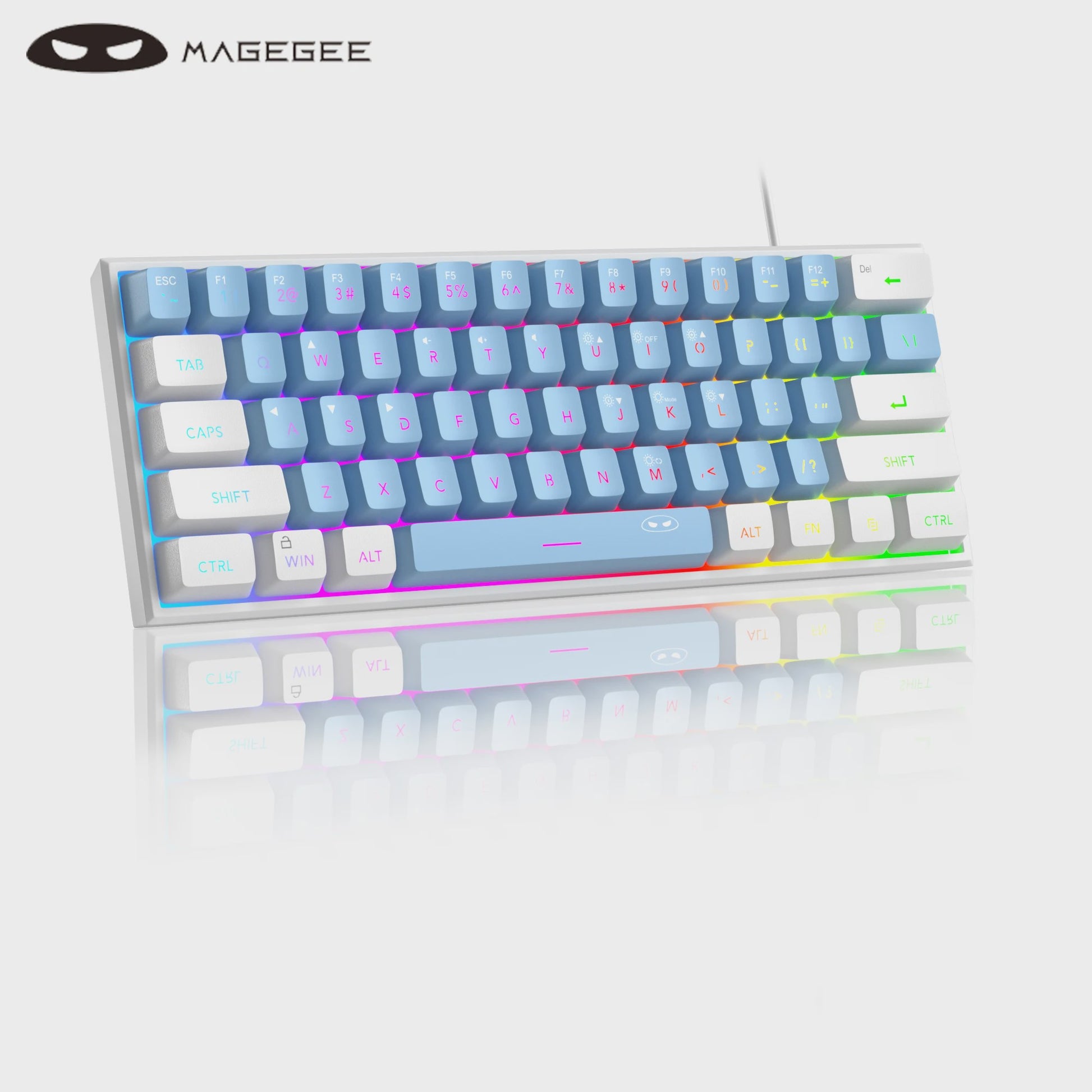 MageGee Mini 60% Gaming Toetsenbord met RGB Backlit, 61 Toetsen, Compact & Ergonomisch